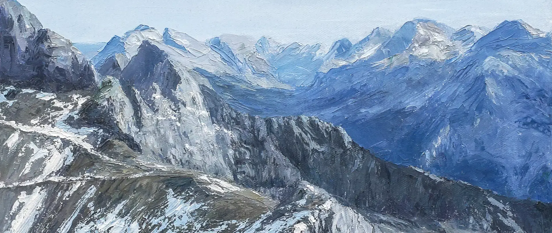 Realistisches Ölbild von einer Berglandschaft, erstellt von Thomas Beecht – Dozent bei artistravel