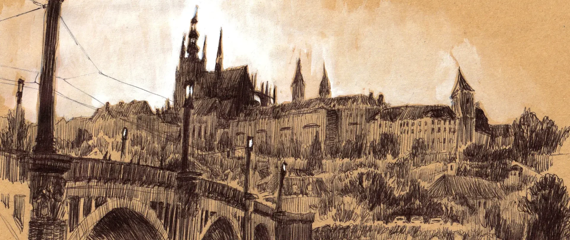 Prag mit Karlsbrücke, Altstadt und Burgterrassen als urbanes Sketching-Motiv für kreative Skizzen und Stadterkundungen