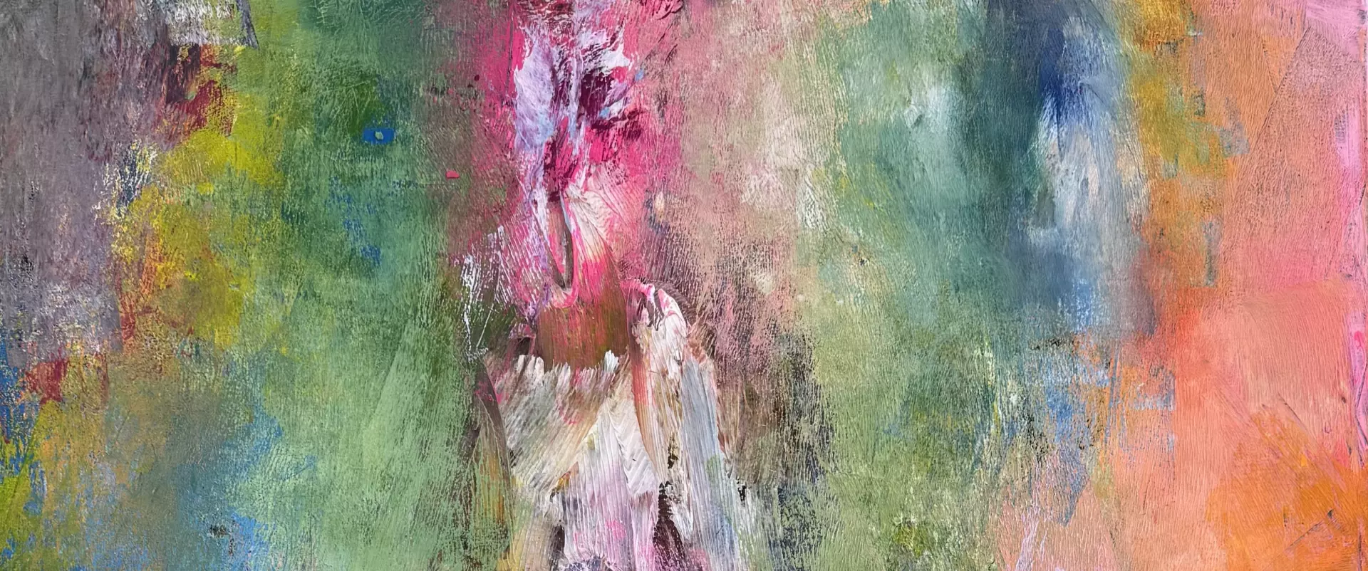 Abstraktes Werk mit Struktur & Farbe von artistravel-Dozentin Andrea Rathert-Schützdeller.