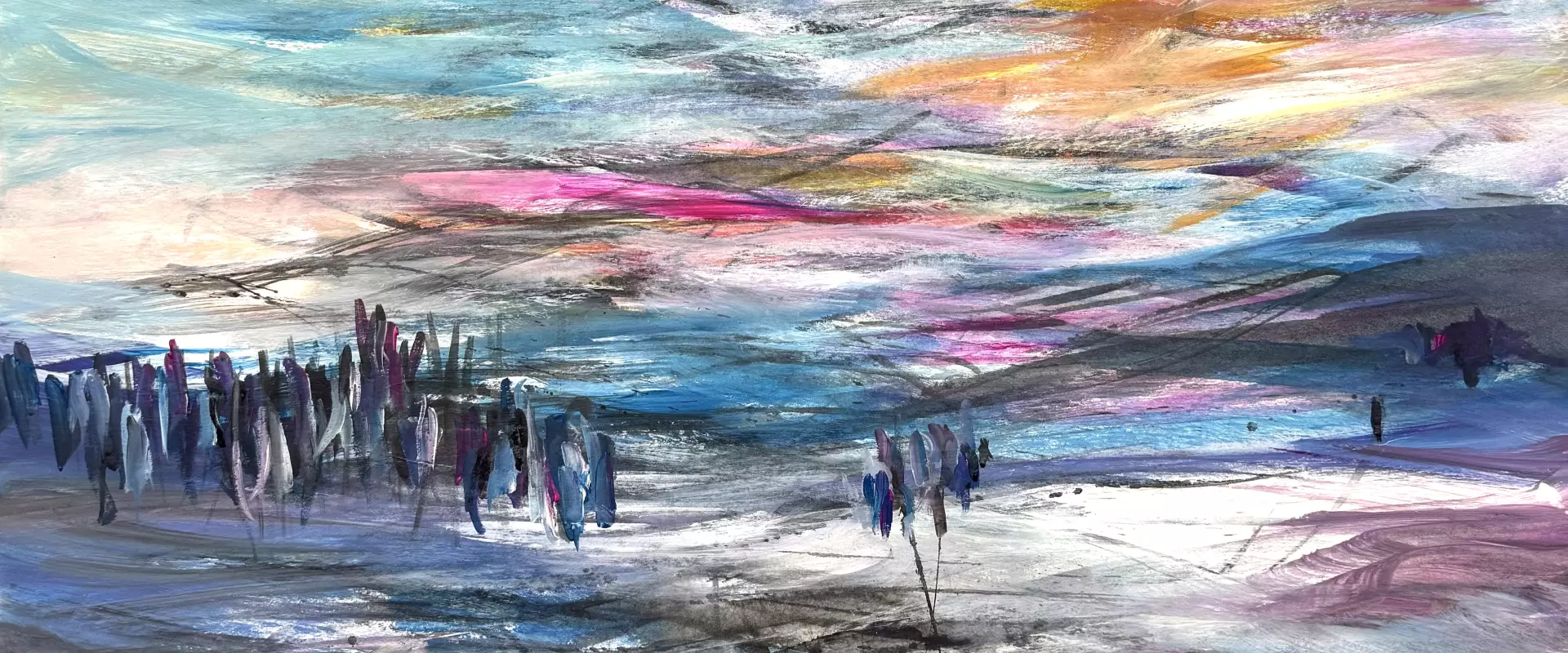 Abstrakte Landschaft von artistravel-Dozentin Andrea Rathert-Schützdeller.