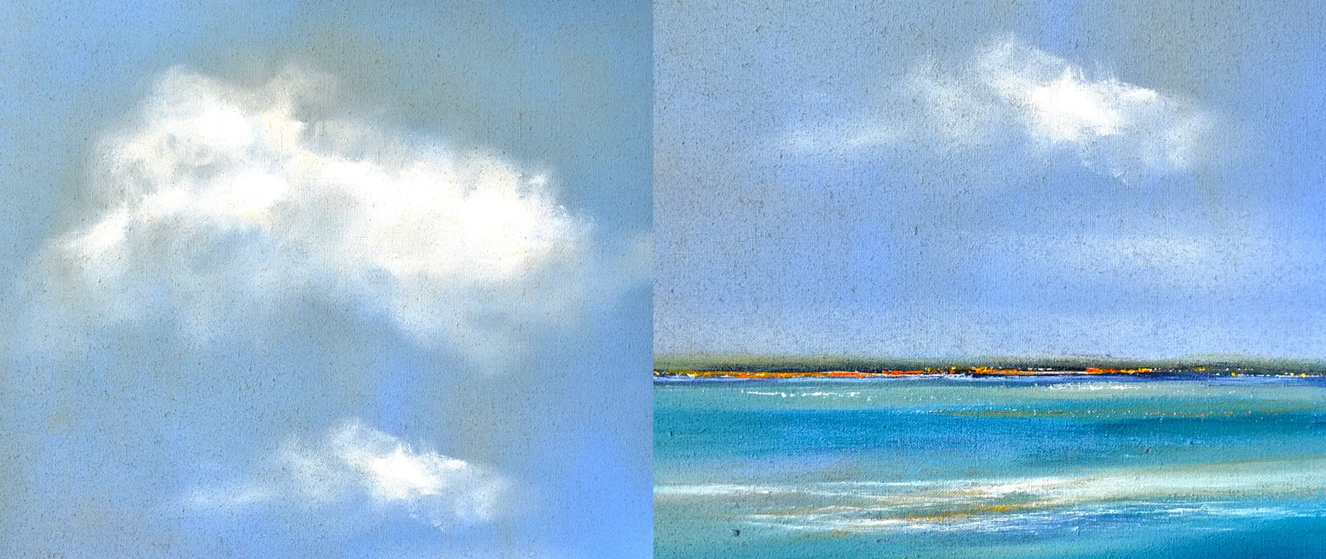 Wasser, Wolken, Weite Wasserlandschaft mit ruhigem Meer und Wolkenformationen, die Weite und Atmosphäre einer natürlichen Küstenlandschaft darstellen