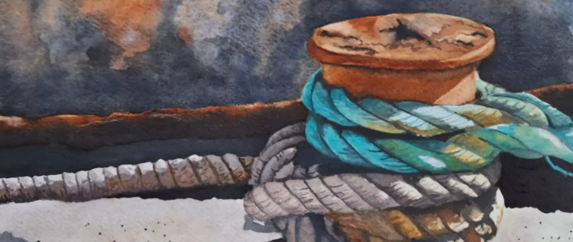 Boje am Hafen mit verwittertem Tau, die die vergängliche Schönheit der Nordseeinsel Föhr und ihrer maritimen Atmosphäre zeigt