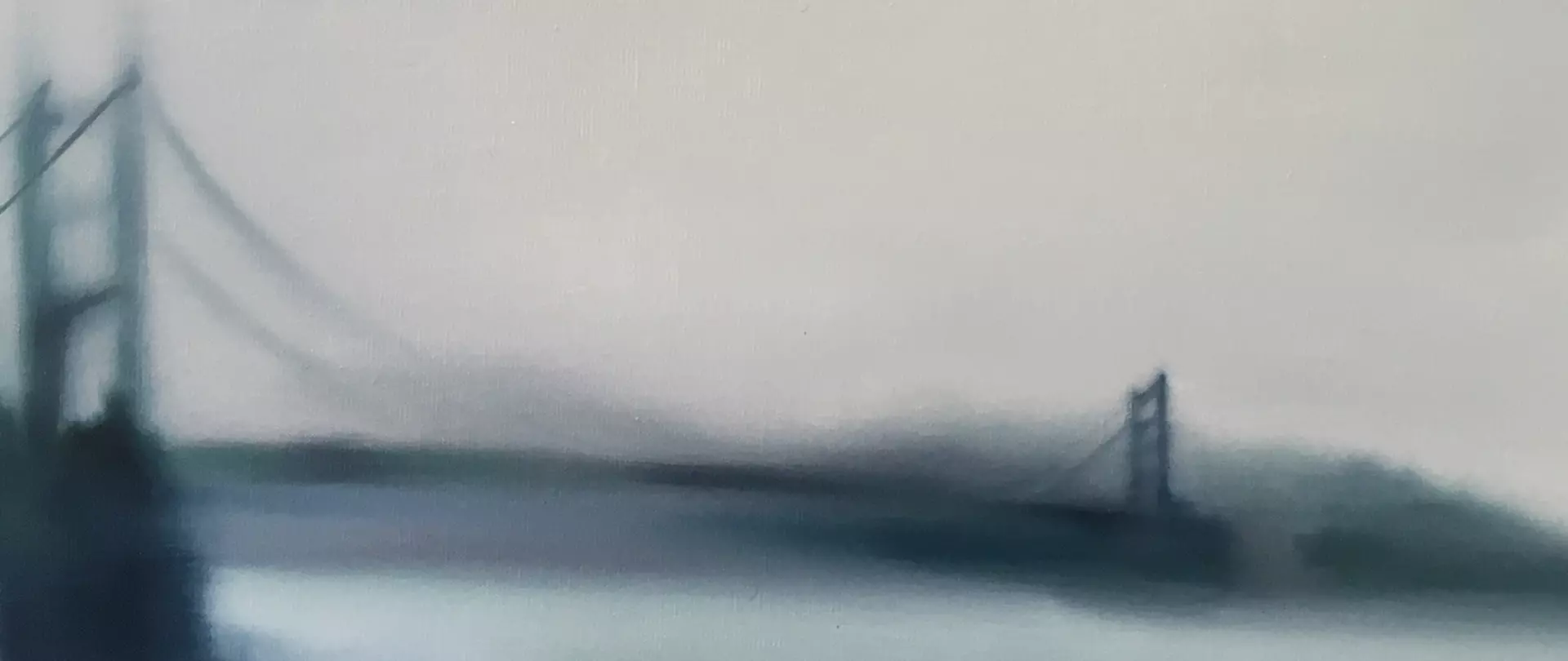 unscharfe Darstellung einer Hängebrücke in Öl, verschwommene Konturen und gedämpfte Farben erstellt von artistravel Dozentin Katja Zander