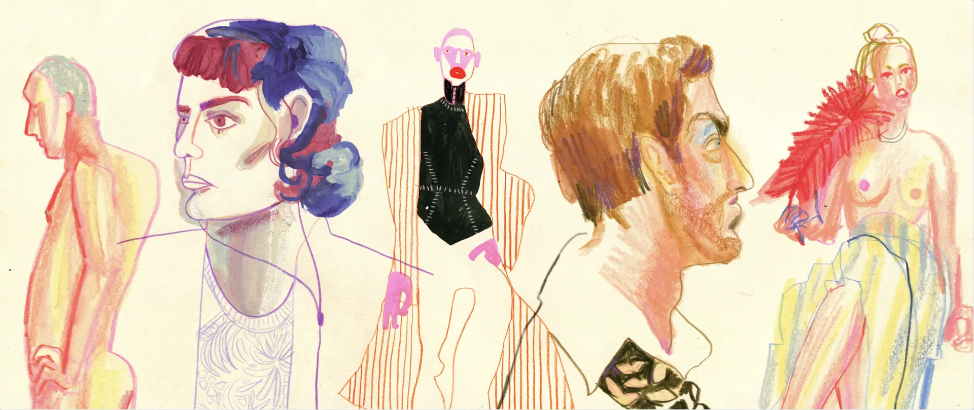 Expressive und individuelle Menschenporträts und Figuren in vielfältigen Stilrichtungen als Inspiration für lebendiges Malen und Zeichnen im Kreativkurs