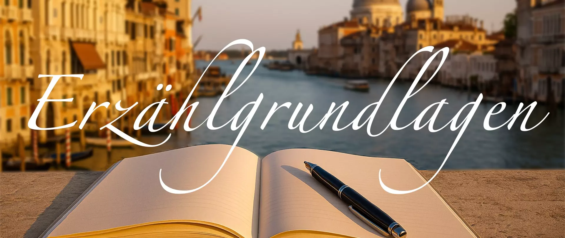 Aufgeschlagenes Notizbuch in venedig.