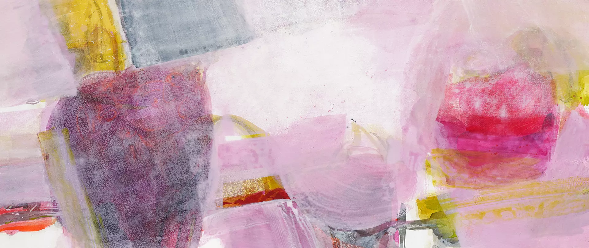 Abstrakte bunte Leinwand mit lebhaften rosa, violetten und gelben Farbtönen