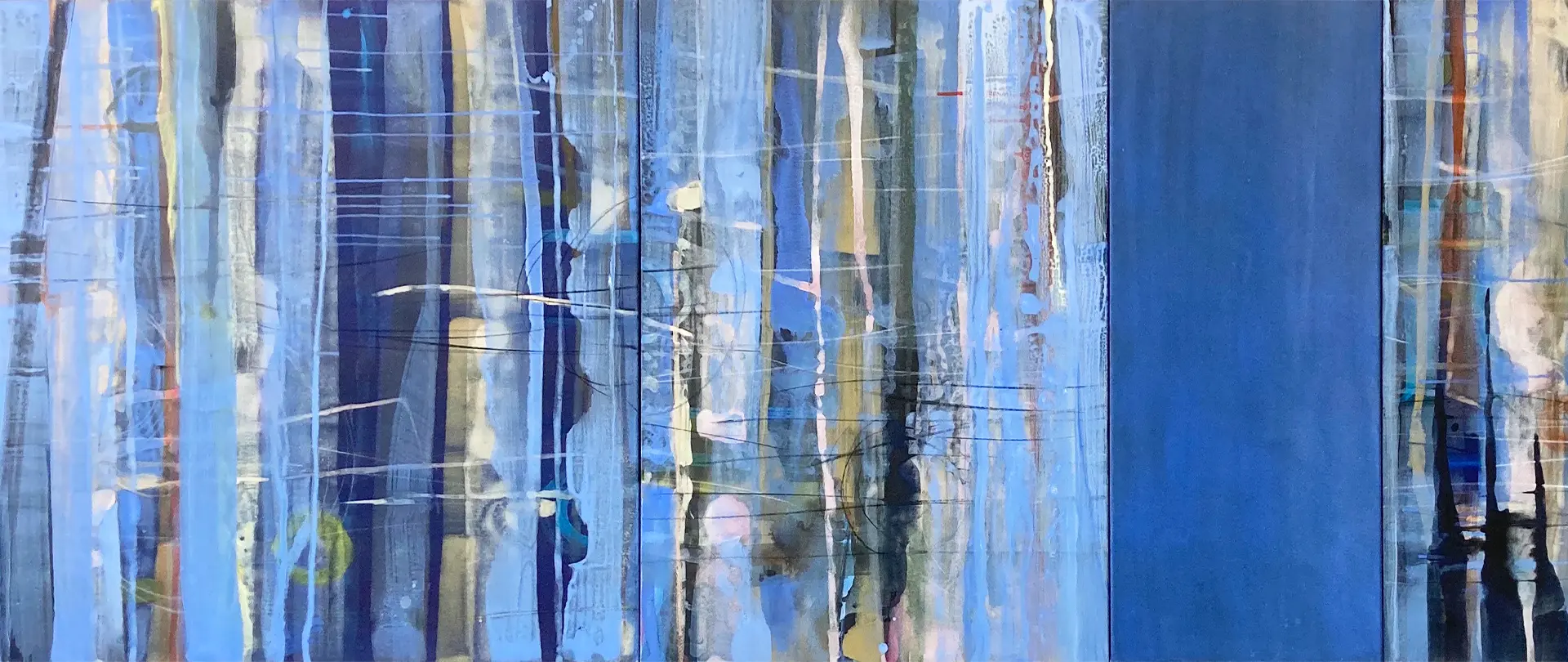 Abstrakt in Blau Abstrakte Malerei mit verschiedenen Blautönen und Strukturen, inspiriert von Ultramarin, Kobalt, Coelin, Cyan, Indigo, Türkis und Mitternachtsblau auf Spiekeroog