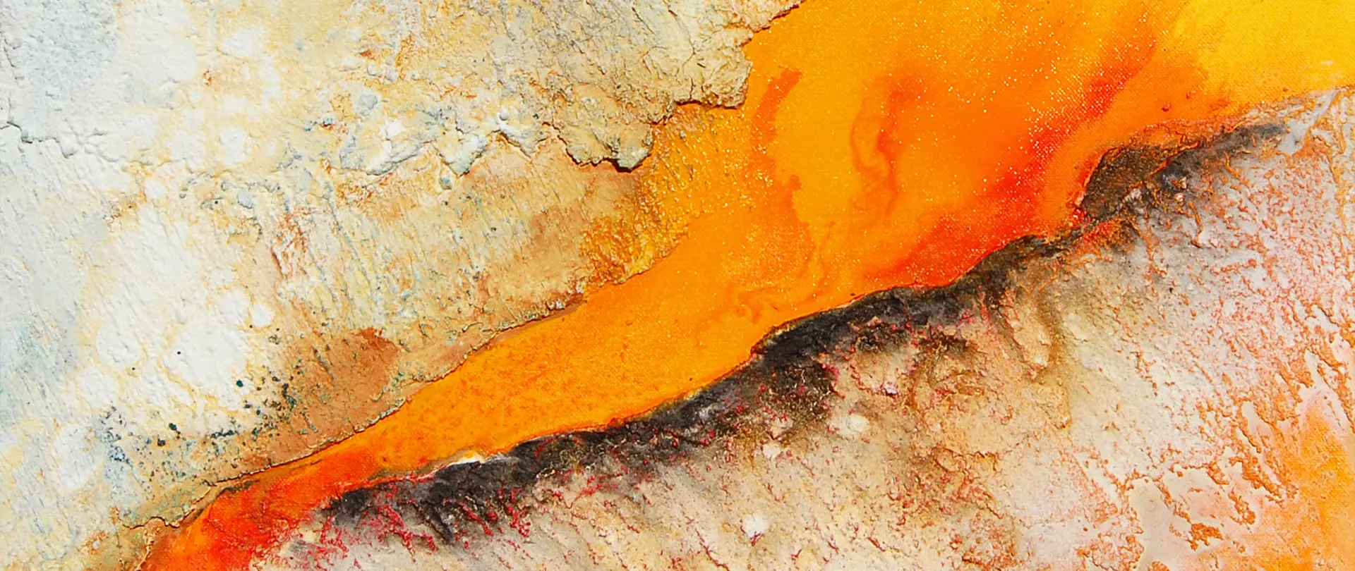 Strukturen - Schichtungen - Farbexperimente Abstrakte Struktur mit Schichtungen und intensiven Orange-, Weiß- und Grautönen als Beispiel für Farbexperimente und Maltechnik