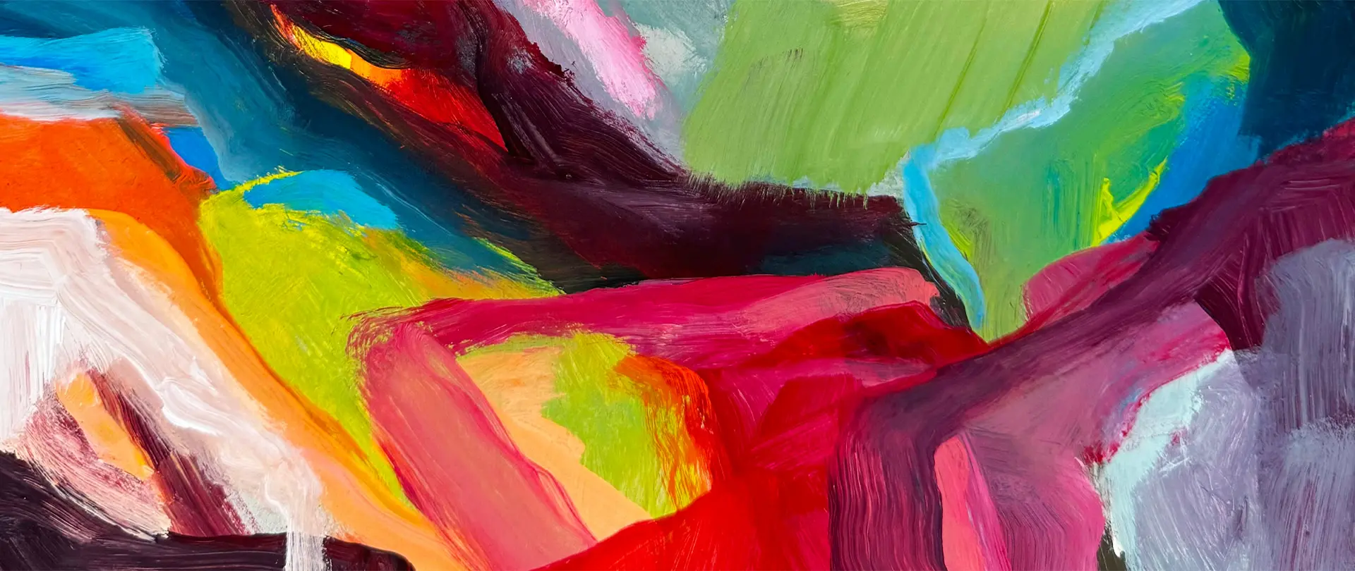 Farbe, Gefühl und Freiheit Abstrakte Farbflächen in lebhaften Rot-, Grün-, Blau- und Orangetönen symbolisieren kreative Entfaltung und emotionale Freiheit im Malprozess