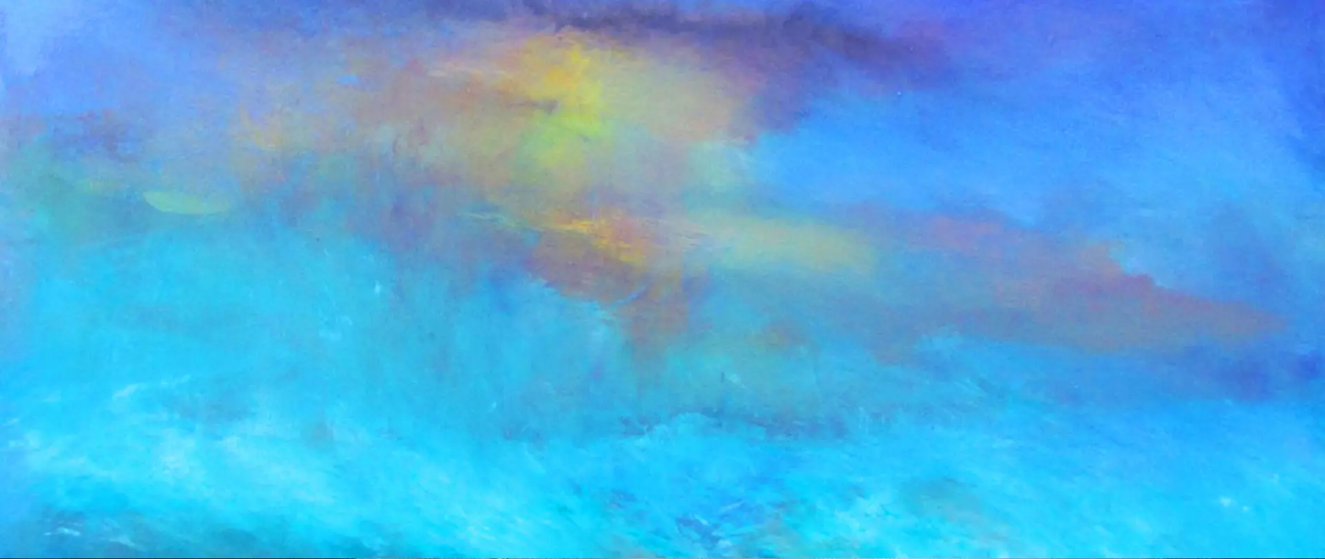 Abstrakte Malerei eines blauen Himmels mit Wolken, in Acryl und Öl gestaltet erstellt von artistravel Dozent Raimund Pallusseck