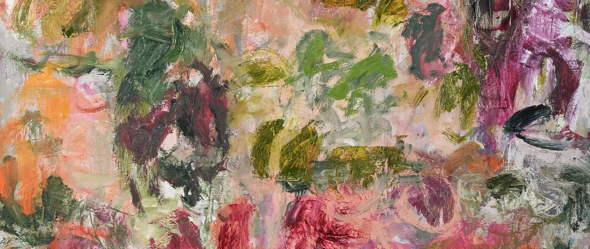 Bunte abstrakte Farbstrukturen in verschiedenen Grüntönen, Rot- und Orangenuancen