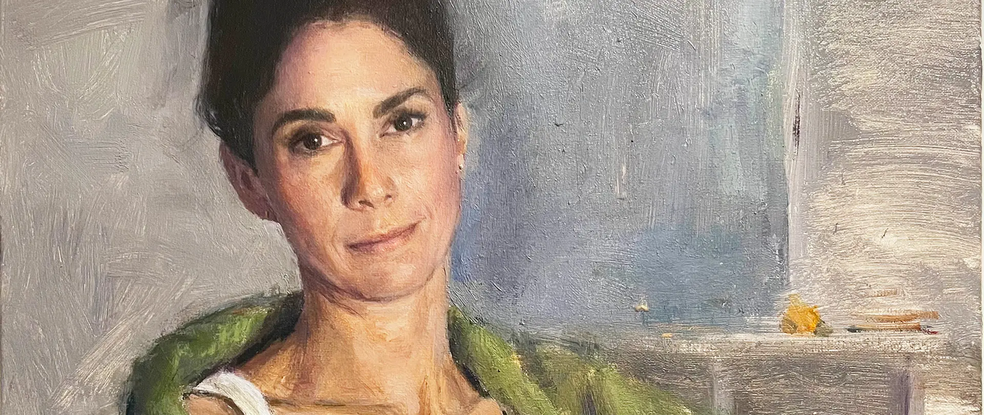 Porträt einer Frau in klassischer Öl- oder Acrylmalerei mit feinfühliger, akademischer Technik und behutsamer Abstraktion für Portraitmalerei-Kurs