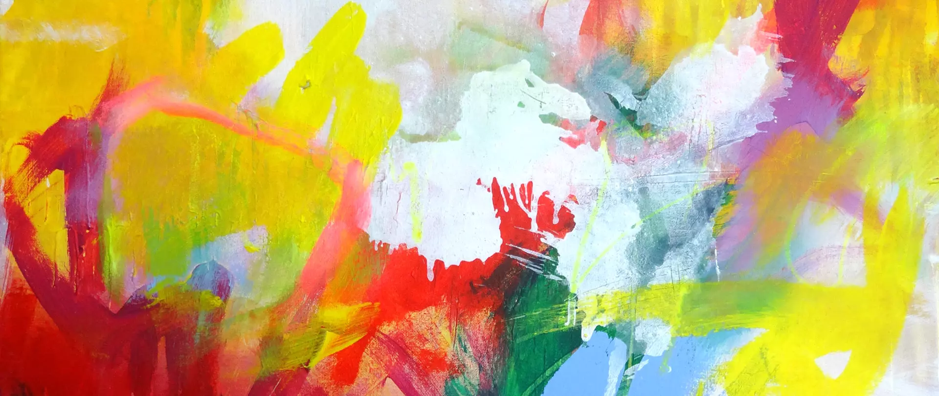 Abstraktes buntes Acrylbild, erstellt von Angelika Biber – Dozentin bei artistravel