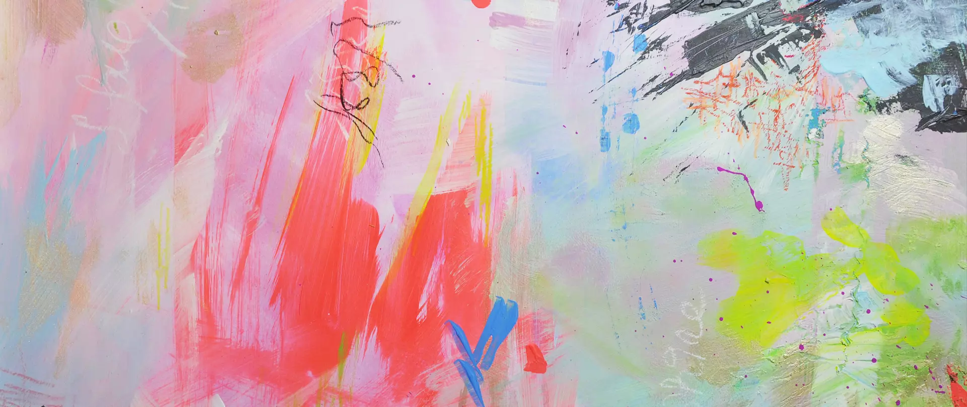 Expressives Malen mit Mischtechnik, Farben, Gefühle, Collage erstellt von Katrin Skelton - Dozentin bei artistravel