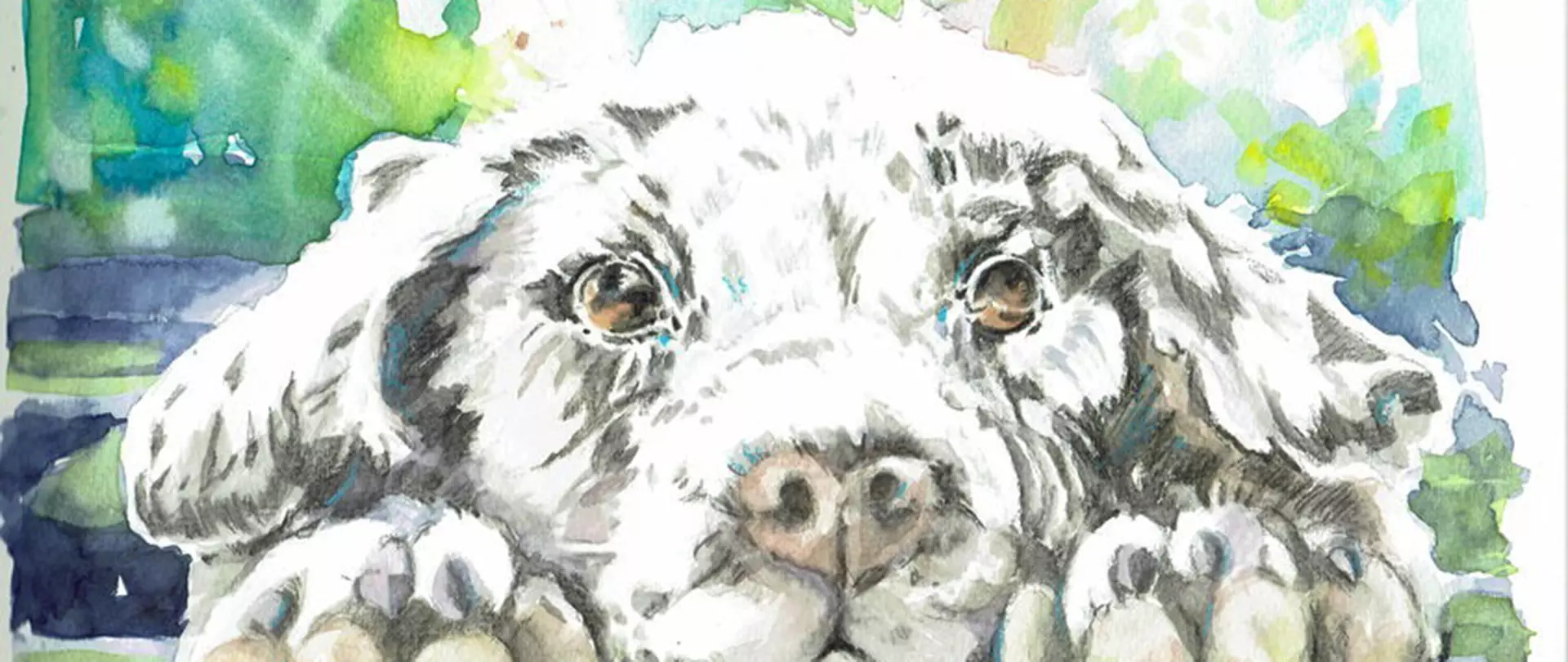 Hundeporträt in Aquarell Ausdrucksstarkes Aquarell eines Hundes mit großen Augen, Aquarell – erstellt von Gabriele Templin-Kirz, Dozentin bei artistravel