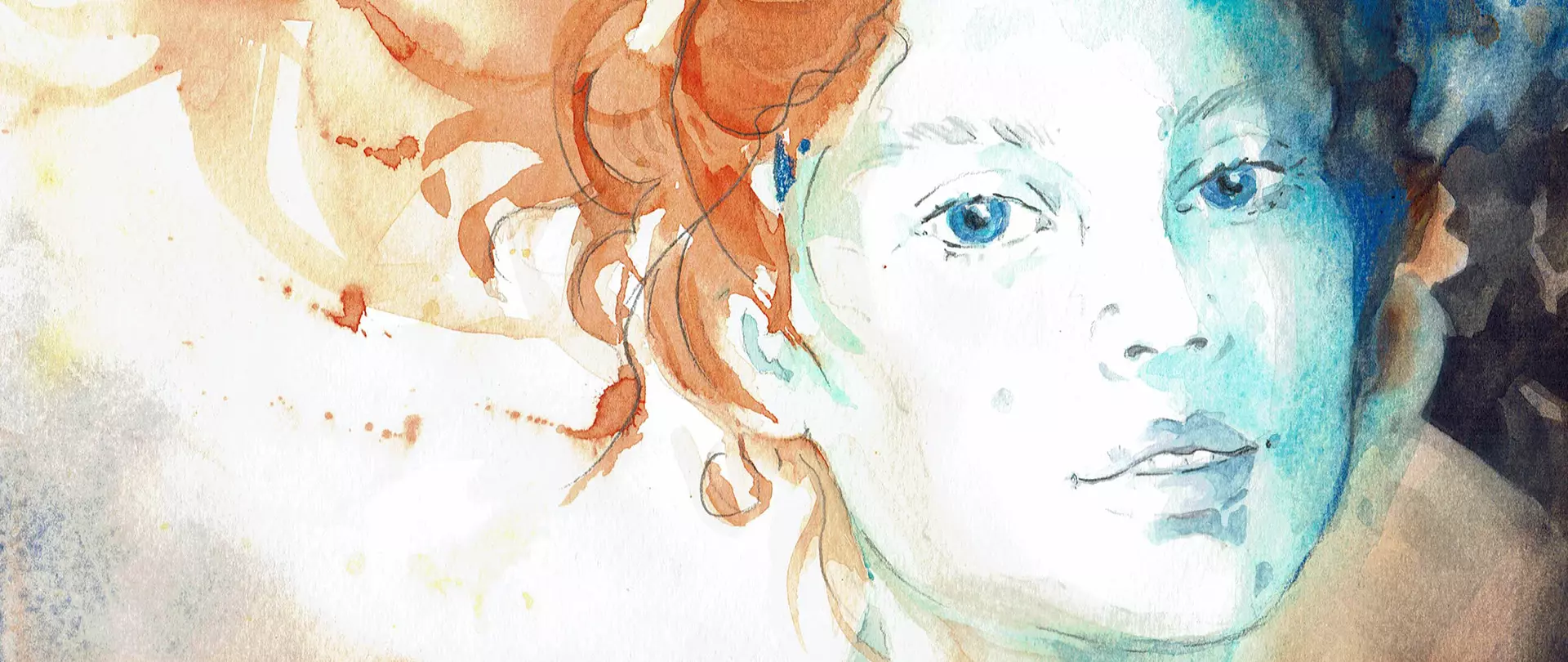 Porträt einer Frau mit roten Haaren, sanft und lichtdurchflutet gemalt, Aquarell – erstellt von Gabriele Templin-Kirz, Dozentin bei artistravel