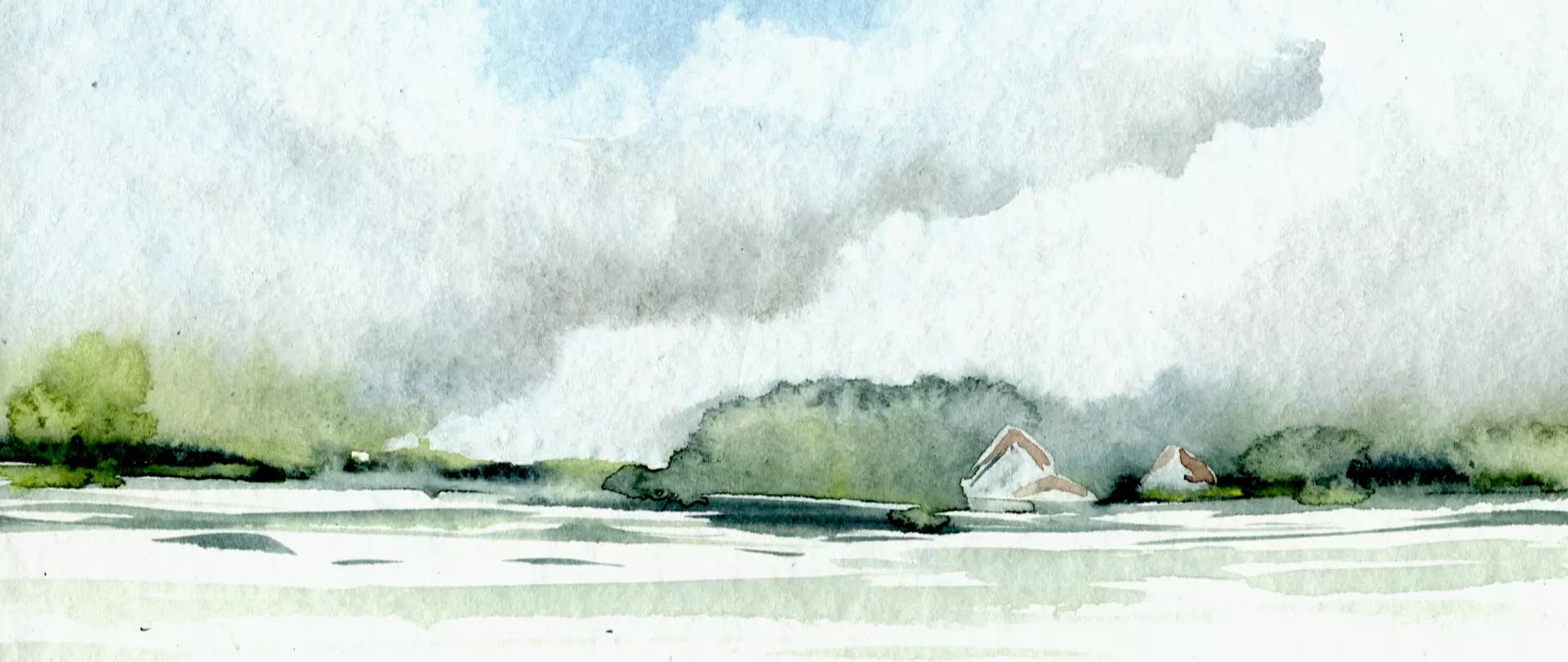 Weite Wattlandschaft mit Segelbooten und Wolkenhimmel, Aquarell, naturalistisch – erstellt von Max Struwe, Dozent bei artistravel