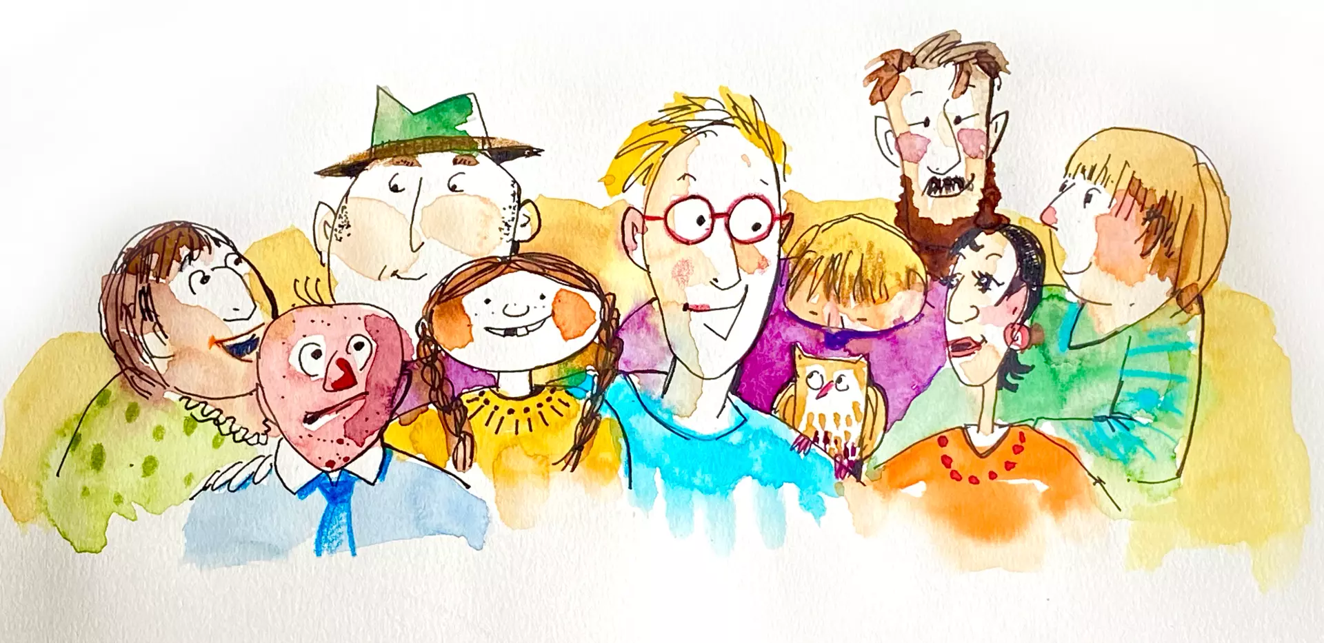 Köpfe in Aquarell Aquarell Zeichnung von Köpfen, Gesichter in Aquarell, erstellt von Ulrike Selders - Dozentin bei artistravel