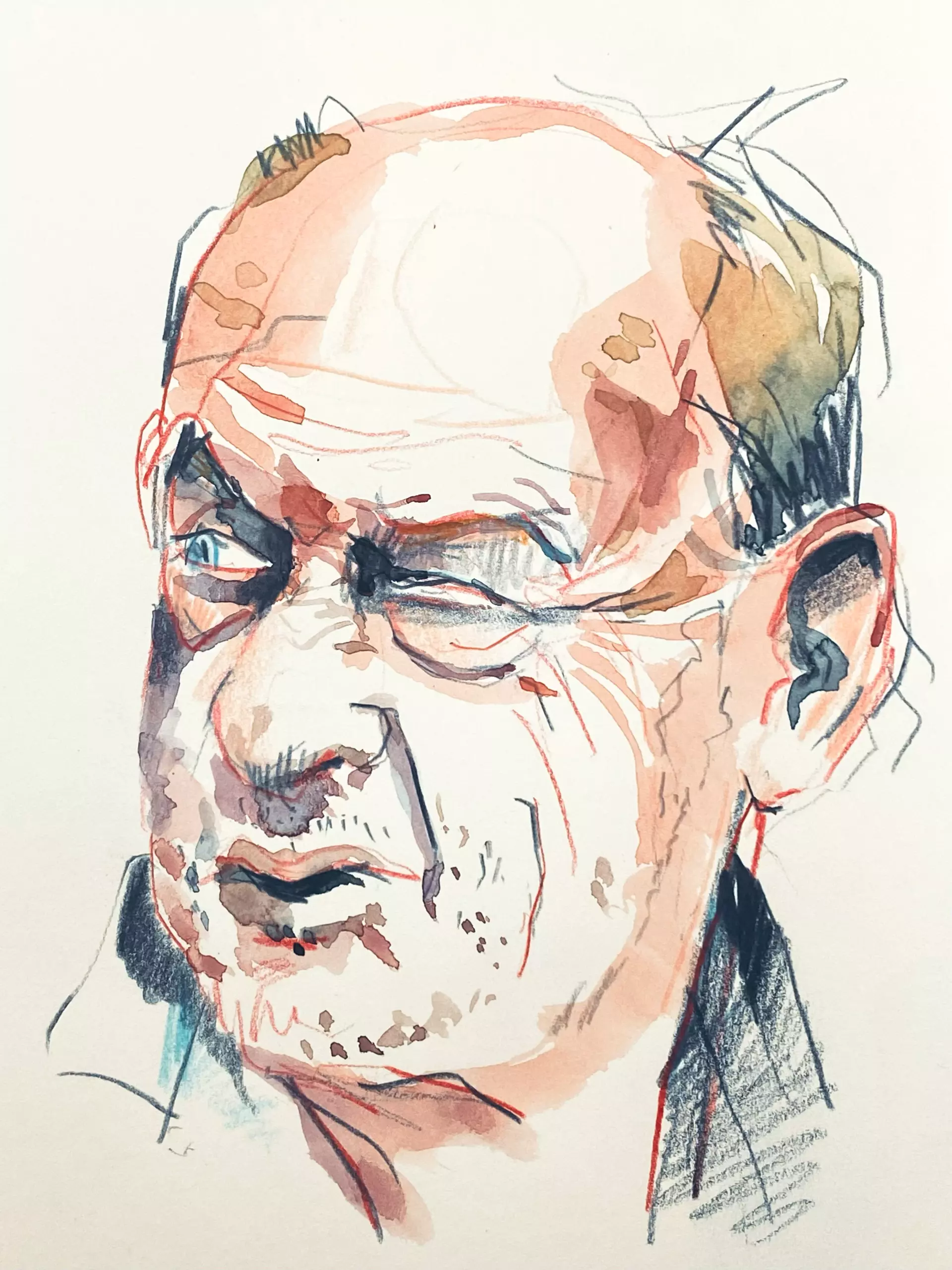 Gesicht in Aquarell sketchen Aquarell Zeichnung von Gesichter, Portrait in Aquarell, erstellt von Ulrike Selders - Dozentin bei artistravel