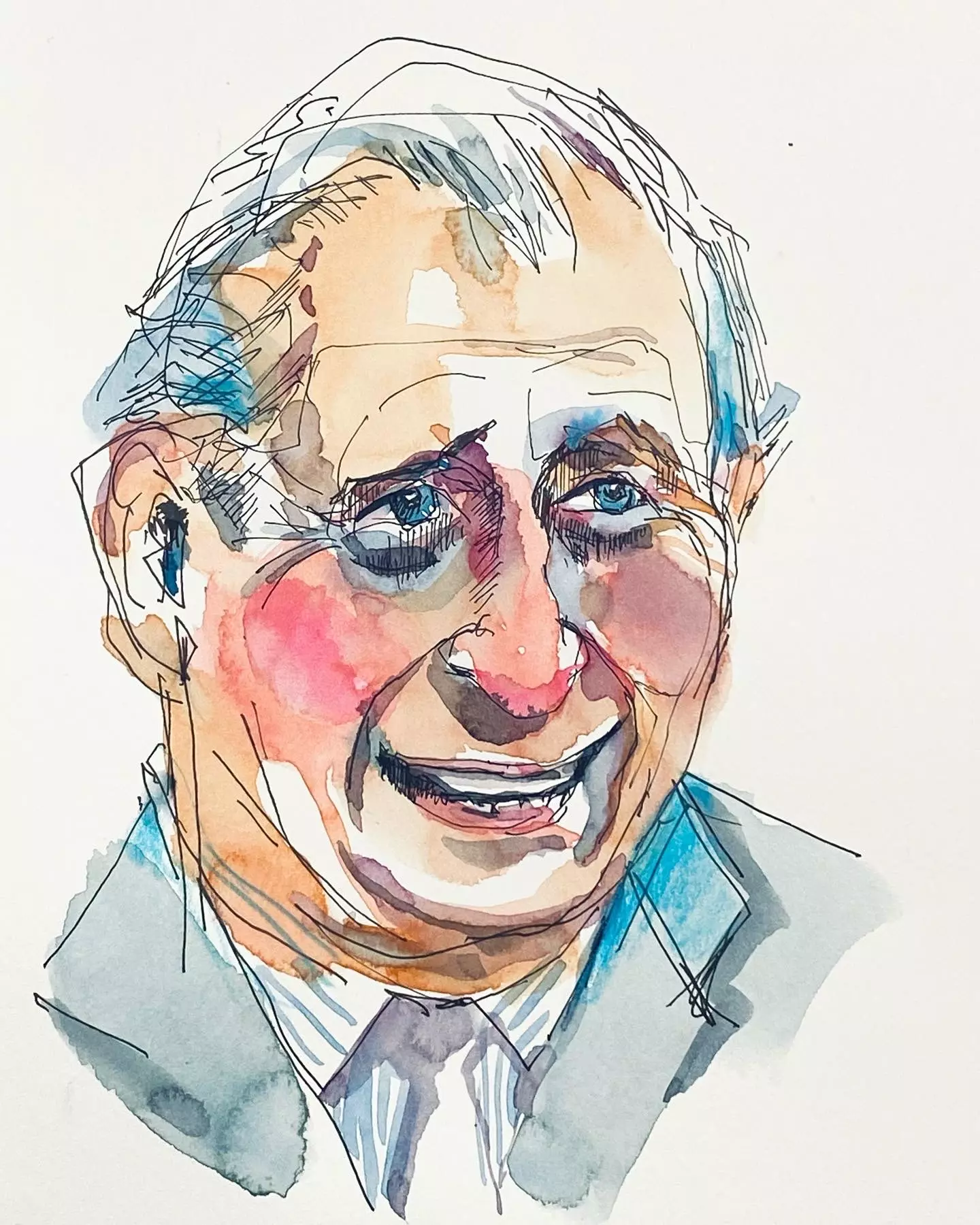 Gesicht in Aquarell sketchen Aquarell Zeichnung von Gesichter, Portrait in Aquarell, erstellt von Ulrike Selders - Dozentin bei artistravel