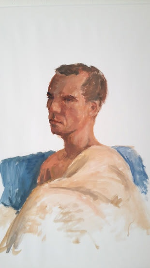 Öl malen lernen Foto: Thomas Beecht Werk von Thomas Beecht, das einen Mann darstellt