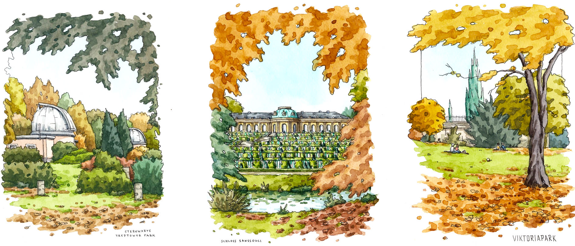 Sketches verschiedener Herbstlandschaften von Danny Hawk