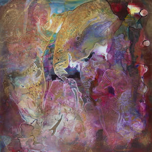 Werk von Brigitte Waldschmidt, angefertigt mit Acrylfarbe im abstrakten Stil.