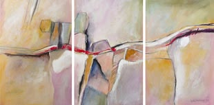 Triptychon malen lernen Kreativurlaub Werk: Katrin Freudenberger Abstraktes Werk von Katrin Freudenberger, das sich aus mehreren Elementen abzeichnet.