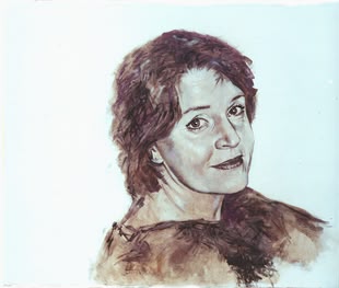 Portrait einer Frau gemalt mit Ölfarbe von Brigitte Guhle.