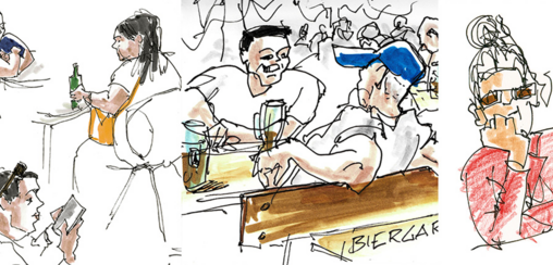 Menschen und ihre Umgebung locker sketchen