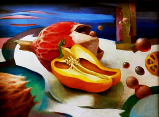 Öl malen lernen, Paprika, Werk: Bernd Finkenwirth Stillleben gemalt von Bernd Finkenwirth.
