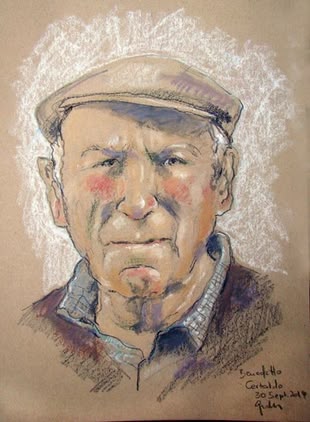 Portrait Zeichnen - Werk: Brigitte Guhle Portraitzeichnung eines älteren Mannes. Das Werk ist von Brigitte Guhle gemalt worden.