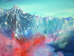 Plein Air Malerei einer Berglandschaft von Angelika Biber. 