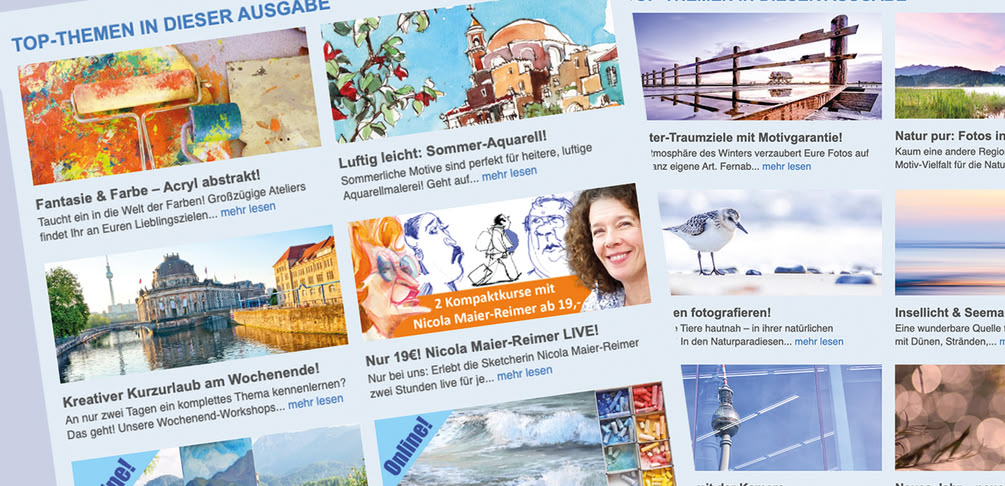 2 artistravel-Newsletter nebeneinander