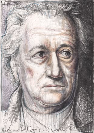 Zeichnung von Andreas Noßmann, auf der Johann Wolfgang von Goethe abgebildet ist.
