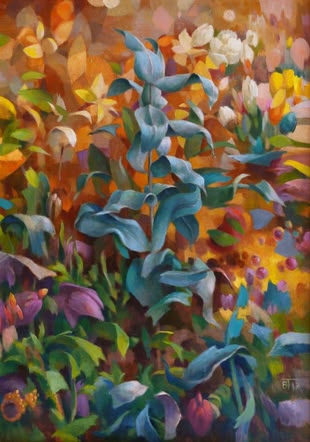 Blumen malen lernen Öl Werk: Bernd Finkenwirth Blumen, dargestellt mit Ölfarbe von Bernd Finkenwirth.