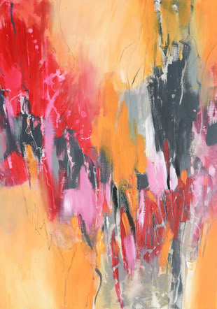 Eine abstrakte Acrylmalerei von Angelika Biber, bei der der Rotwein Effekt angewendet wurde.  