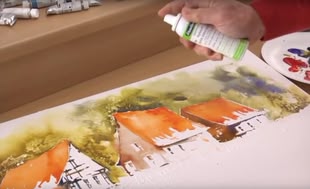 Effektspray Aquarell malen lernen - Werk: Schmincke Effektspray von Schmincke gesprüht.