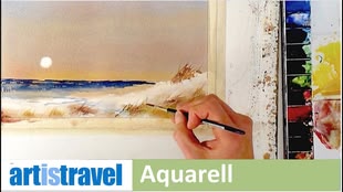 Strandlandschaft in Aquarell.