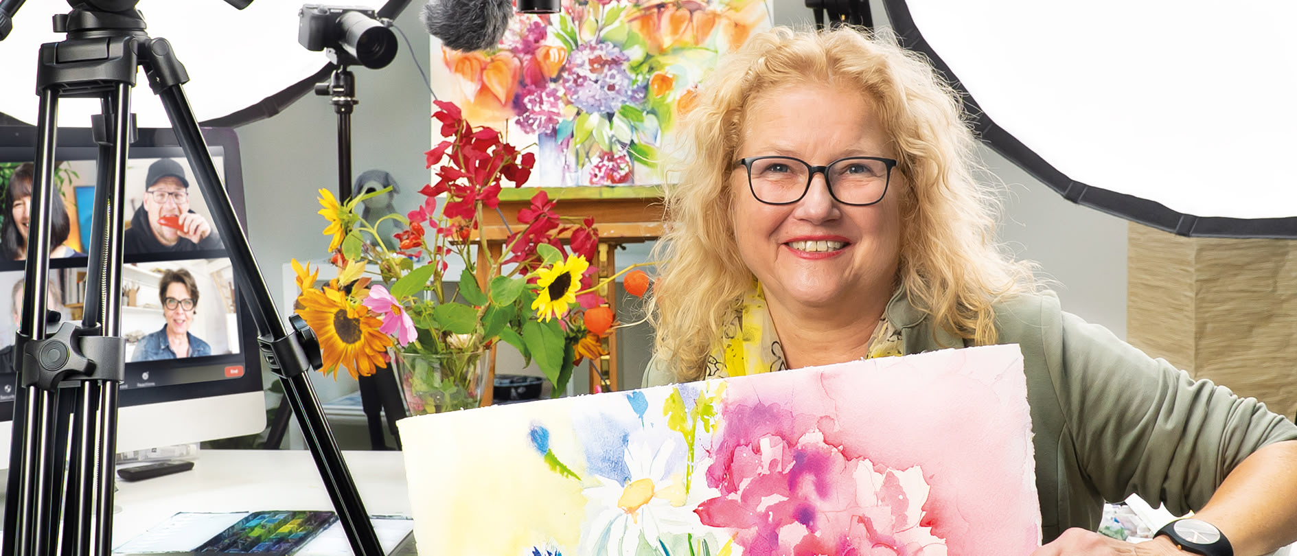 Sabine Hilscher bei einem Onlinekurs
