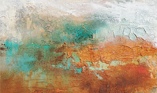 Eine abstrakte Acrylmalerei von Christina Jehne, die verschiedene Strukturen auf der Oberfläche aufweist.