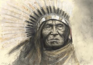 Indianer zeichnen lernen - Werk: Andreas Noßmann Ein älterer Indianer wird in der Skizze von Andreas Noßmann veranschaulicht.