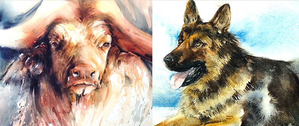 Tiere in Aquarell