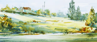 Landschaftsbild von Kristina Jurick in der Malweise der Plein Air Malerei.
