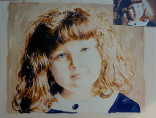 Portrait malen und zeichnen lernen, Werk: Elena Romazin Gemaltes Portrait von Elena Romanzin, in dem ein kleines Mädchen abgebildet wird.