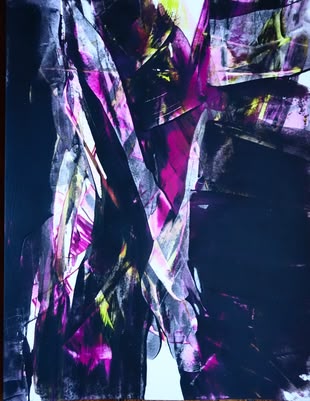 Ein mittels der Sgraffito-Technik angefertigtes Acrylbild von Helga Budde- Engelke.