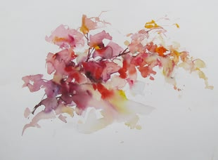 Zuschauertipp, Werk: Ute Bantin Aquarellbild von einem Ast mit Blüten.