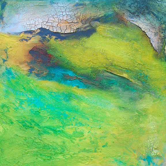 Abstrakt malen lernen, Ragging Werk: Christina Jehne Ein von Christina Jehne geschaffenes abstraktes Werk, bei dem die Ragging-Technik angewendet wurde.