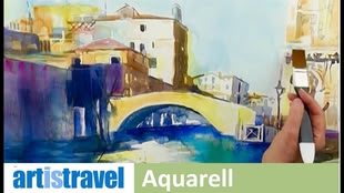 Architektur aquarellieren - Werk: Gabriele Templin-Kirz Das Aquarellbild einer Straße in Venedig.