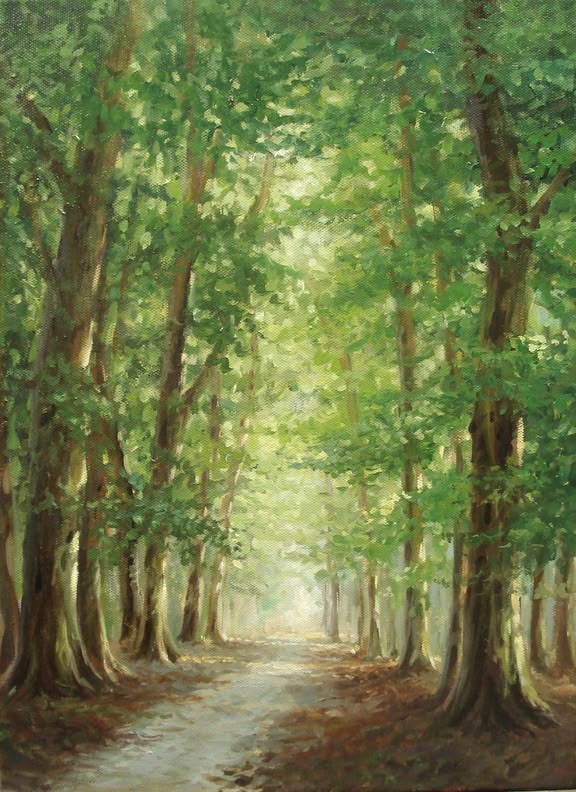 Baum malen lernen Kreativurlaub Werk: Claus Rabba Plein Air Malerei mit Acryl eines Waldweges von Claus Rabba.